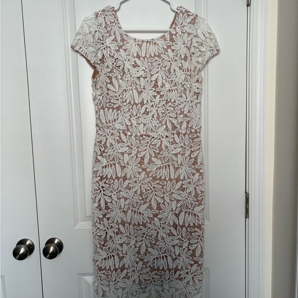 Lulu's White Floral Lace Midi Dress
